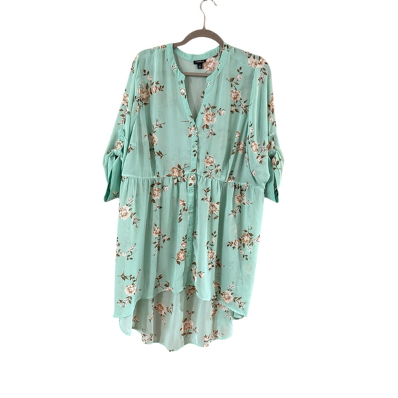 Women's TORRID Mint Green Floral Tunic Top Plus Size 2X - Picture 4 of 12